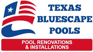 Texas Bluescape Pools logo, pool renovations and new pool installations